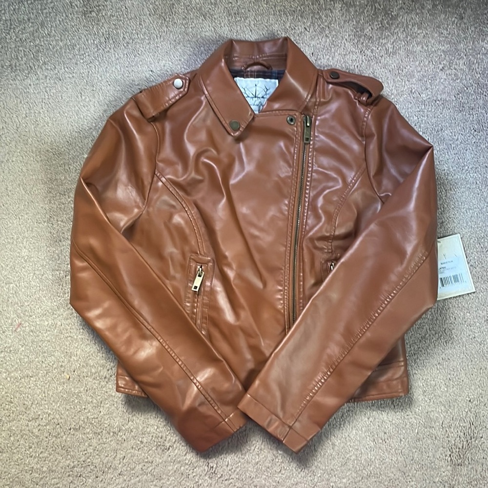 Faux leather Moto jacket color cognac
